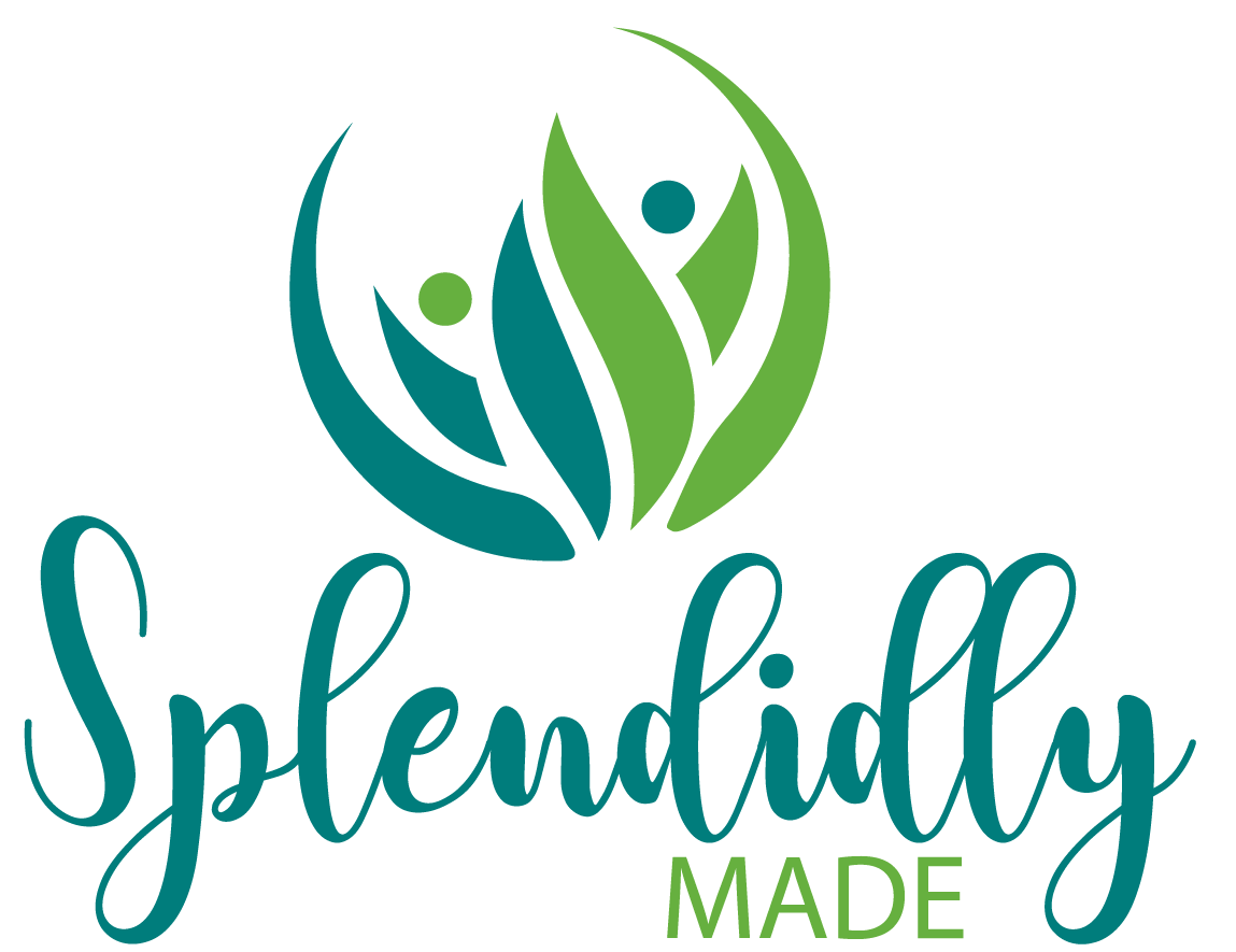 A green and blue logo for splendidly made