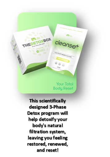 A green background with two boxes of the detox box and a mirror.